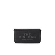 Zwarte Leren Mini Tas met Logo Marc Jacobs , Black , Dames