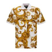 Wit/Goud Polo Shirt Versace Jeans Couture , Multicolor , Heren