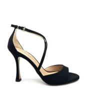 Zwarte Satijnen Sandaal 9cm Hak Roberto Festa , Black , Dames