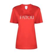 Rode Logo Print Katoenen T-shirt Patou , Red , Dames