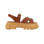 Bruine leren sandalen Hogan , Brown , Dames