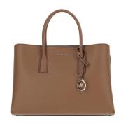 Leren Tote Tas met Logo Bedel Michael Kors , Brown , Dames