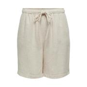 Linnen Pull-Up Shorts in Moonbeam Beige Only , Beige , Dames