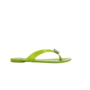 Jelly PVC Slippers met Swarovski Casadei , Green , Dames