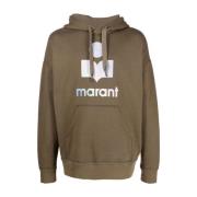 Logo Print Hoodie in Khaki Isabel Marant , Green , Heren