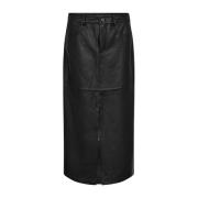 Leren Splitrok - Zwart Co'Couture , Black , Dames