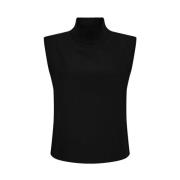 Geribbelde Coltrui Vest Co'Couture , Black , Dames