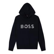 Heren Donkerblauwe Hoodie Hugo Boss , Blue , Heren