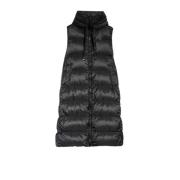 Waterafstotende Gewatteerde Hooded Lange Vest Max Mara , Black , Dames