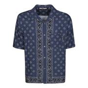 Short Sleeve Shirts Palm Angels , Blue , Heren