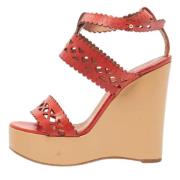 Pre-owned Leather sandals Chloé Pre-owned , Red , Dames