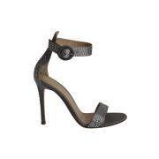 Pre-owned Satin sandals Gianvito Rossi Pre-owned , Gray , Dames