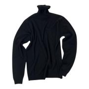 Merino Wol Zwart Trui Roberto Collina , Black , Heren