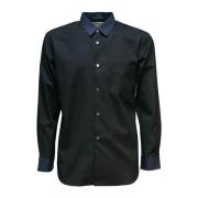 Zwarte Overhemd met Blauwe Details Comme des Garçons , Black , Heren