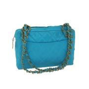 Pre-owned Cotton shoulder-bags Chanel Vintage , Blue , Dames