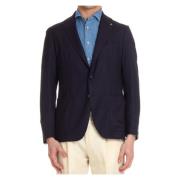 Blauwe Wol Slim Fit Jas Tagliatore , Blue , Heren