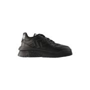 Pre-owned Leather sneakers Versace Pre-owned , Black , Heren