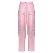 Cargo broek met nat-effect Pinko , Pink , Dames