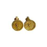 Pre-owned Metal earrings Chanel Vintage , Yellow , Dames