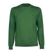 Solide Groene Katoenen T-shirt Sun68 , Green , Heren