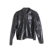 Pre-owned Leather outerwear Versace Pre-owned , Black , Heren