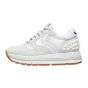 Leather and fabric sneakers Maran S Voile Blanche , White , Dames