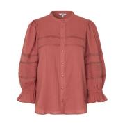 Roze blouse met ruches en opengewerkte details Dai mbyM , Pink , Dames