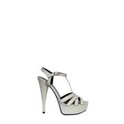 Pre-owned Leather sandals Yves Saint Laurent Vintage , White , Dames