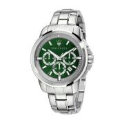 Groene Stalen Quartz Horloge Maserati , Gray , Heren