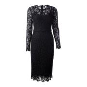 Vrouwen Elegante Kant Maxi Jurk Dolce & Gabbana , Black , Dames