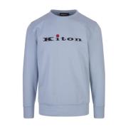 Heren Lichtblauwe Katoenen Sweatshirt Kiton , Blue , Heren