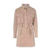 Beige Gabardine Jurk Pinko , Beige , Dames