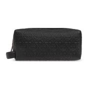 Leren toilettas Salvatore Ferragamo , Black , Heren