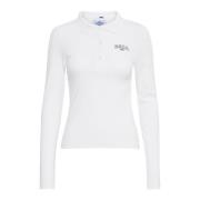 Lange Mouw Polo Shirt Bright White Ball , White , Dames