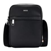 Elegante Reporter Tas met Iconische Strepen Hugo Boss , Black , Heren