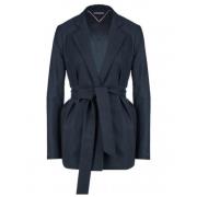 Klassieke wollen blend blazer met riem Tommy Hilfiger , Blue , Dames