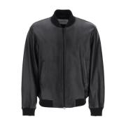Leather Jackets Closed , Black , Heren