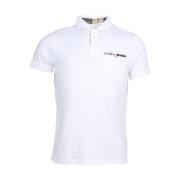 Witte Katoenen Poloshirt met Tartan Details Barbour , White , Heren