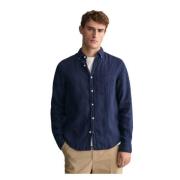 Linnen Regular Fit Overhemd Gant , Blue , Heren