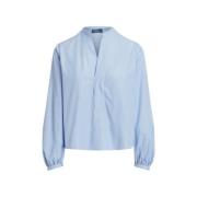 Klassieke Katoenen Poplin Blouse Polo Ralph Lauren , Blue , Dames