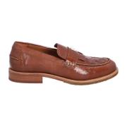 Handgemaakte Bruin Leren Loafer met Gouden Detail Billi Bi , Brown , D...