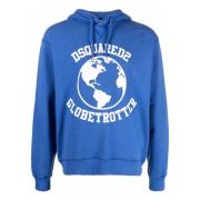 Blauwe Regular Fit Hoodie Sweatshirt Dsquared2 , Blue , Heren