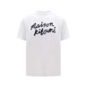 Handwriting Korte Mouw Wit T-shirt Maison Kitsuné , White , Heren