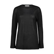 Zwart Zacht Langemouw T-shirt Lemaire , Black , Dames