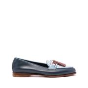 Blauwe Gevlochten Kwast Loafers Santoni , Blue , Dames