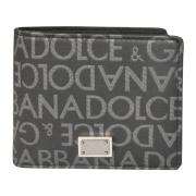 Monogram Jacquard Bi-Fold Portemonnee Dolce & Gabbana , Black , Heren