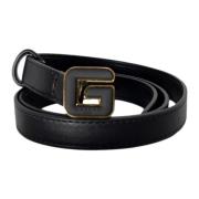 Zwart Eco-Leren Mini Riem met Emaille G Gesp Gaëlle Paris , Black , Da...