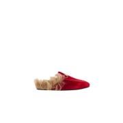 Rode Velvet Princetown Slipper Gucci , Red , Dames