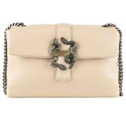 Beige Rechthoekige Handtas met Gouden Slangen Just Cavalli , Beige , D...