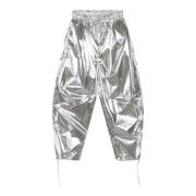 Metallic Parachute Tapered Trousers 10Days , Gray , Dames